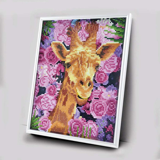 Craft Buddy Giraffe & Flowers Framed Diamond Painting