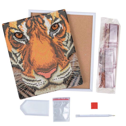 Craft Buddy Tiger Face Framed Diamond Painting
