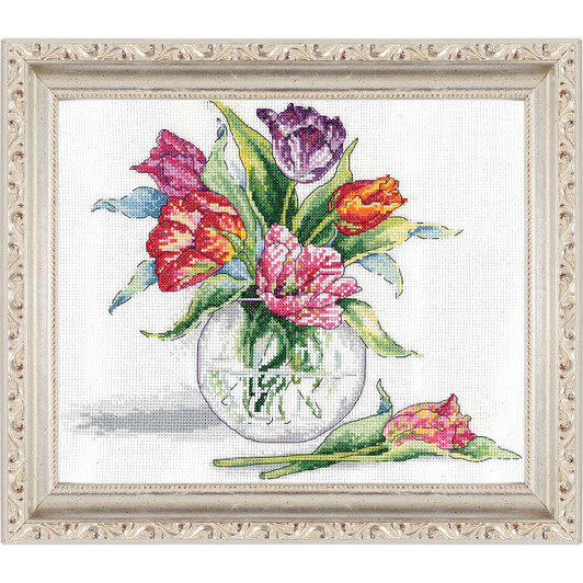 Design Works Tulips Kit & Frame Counted Cross-Stitch Kit