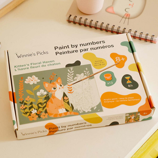 Winnie’s Picks Kitten's Floral Haven Paint by Number Kit