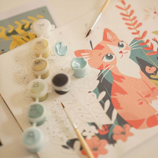 Winnie’s Picks Kitten's Floral Haven Paint by Number Kit