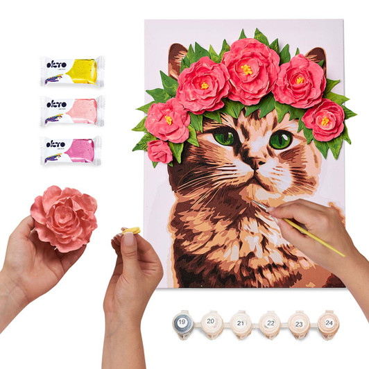 OKTO A Cat in a Flower Crown Paint by Number Kit