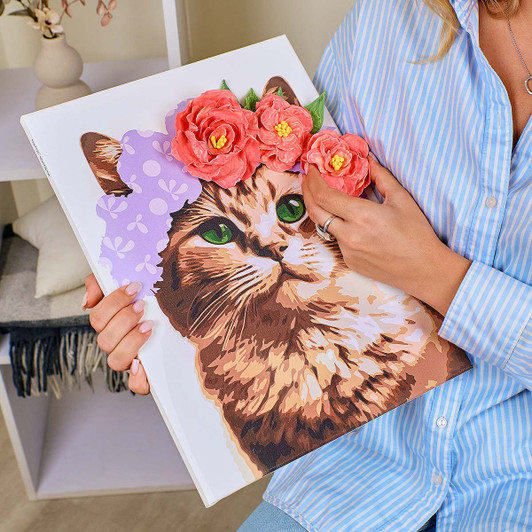 OKTO A Cat in a Flower Crown Paint by Number Kit