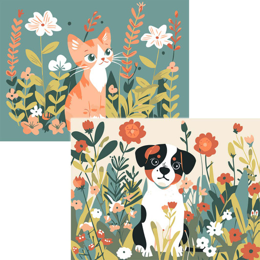 Winnie’s Picks Kitten Floral & Puppy in Meadow Paint by Number Kit