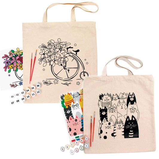 Rosa Bicycle & Cats Ecobag, Set of 2 Paint Set