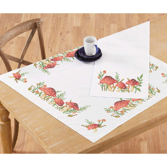 Herrschners Forrest Mushroom Topper & Runner Thread Kit