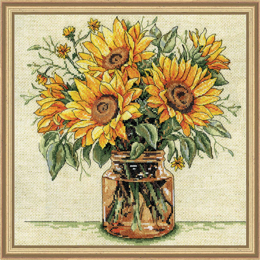 Design Works Sunflowers Kit & Frame Counted Cross-Stitch Kit