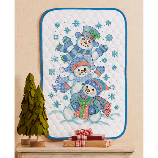Herrschners Snowman Stack Wall Hanging Stamped Cross-Stitch
