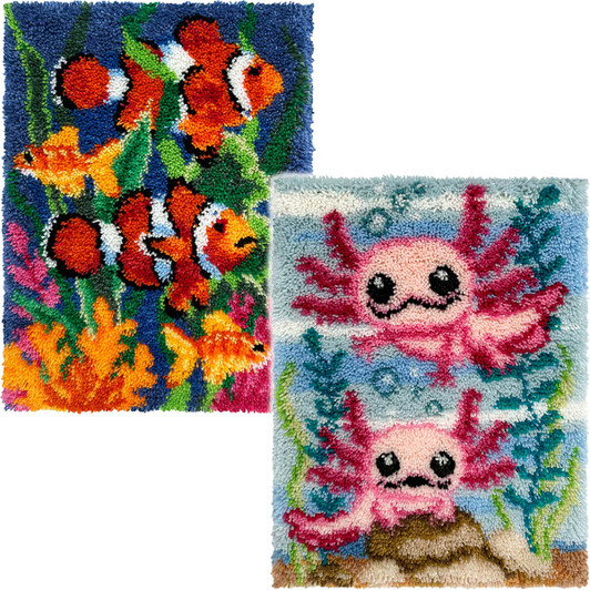 Herrschners Coral Reef & Axolotl, Set of 2 Latch Hook Kit