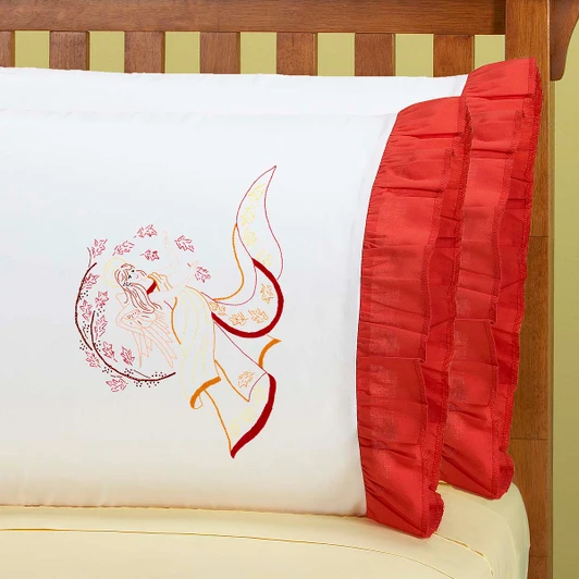 Herrschners Autumn Angel Ruffled Pillowcase Pair Thread Kit