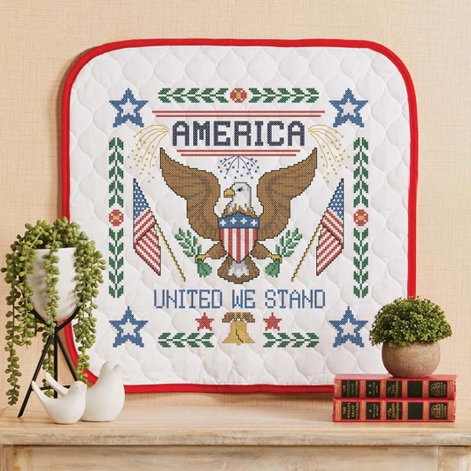 Herrschners United We Stand Wall Hanging SCS Stamped Cross-Stitch Kit