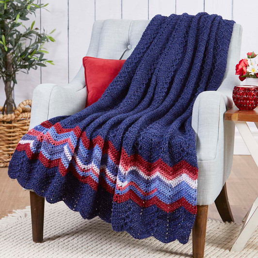 Herrschners Patriotic Ripple Throw Crochet Kit
