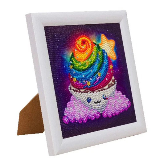 Craft Buddy Rainbow Cupcake Frameable Diamond Painting