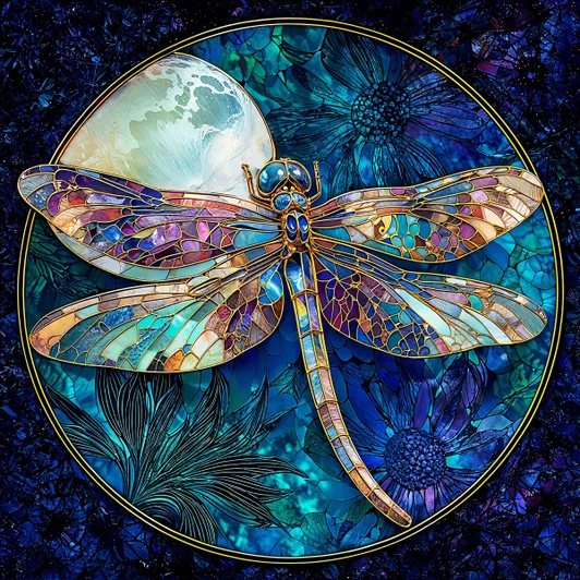 SunsOut Dragonfly and Full Moon Jigsaw Puzzle