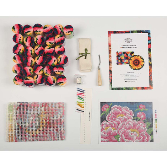 Craft Buddy Pink Peony Latch Hook Kit