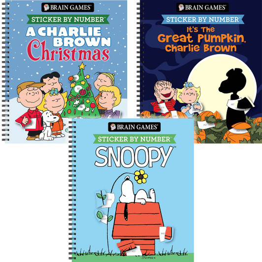 Brain Games Snoopy, Great Pumpkin, & C. Brown Christmas, Set of 3 Sticker by Number