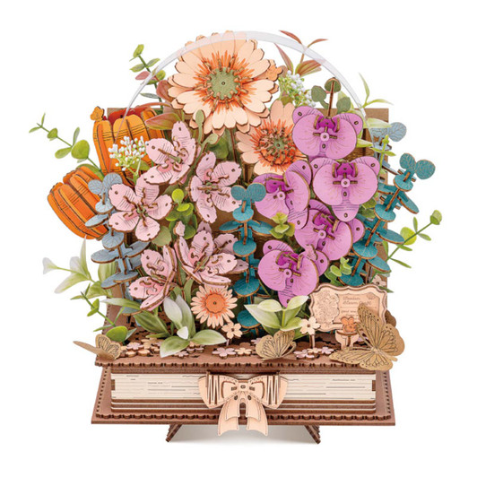 Robotime Blooming Book Flower Bouquet Model - Wood