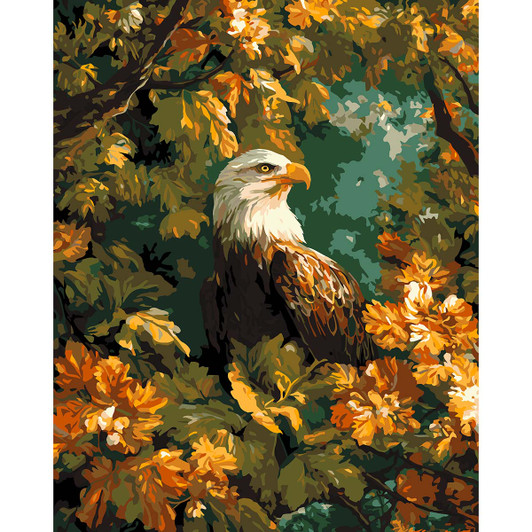 Figured Art  Eagle Among Golden Leaves Paint by Number Kit
