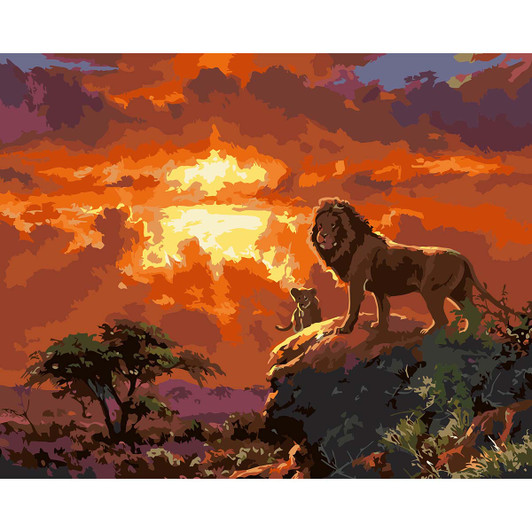 Figured Art  Lion at Sunset Paint by Number Kit