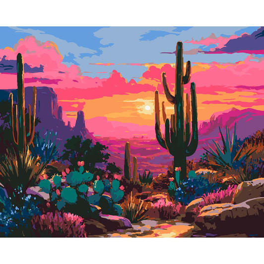 Figured Art  Colorful Desert Landscape Paint by Number Kit
