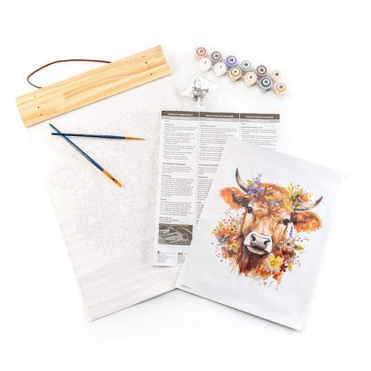 Royal Brush Floral Cow Scroll Paint by Number Kit