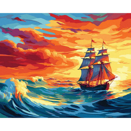 Adbrain Sailboat at Sunset Paint by Number Kit