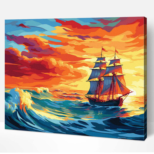 Adbrain Sailboat at Sunset Paint by Number Kit