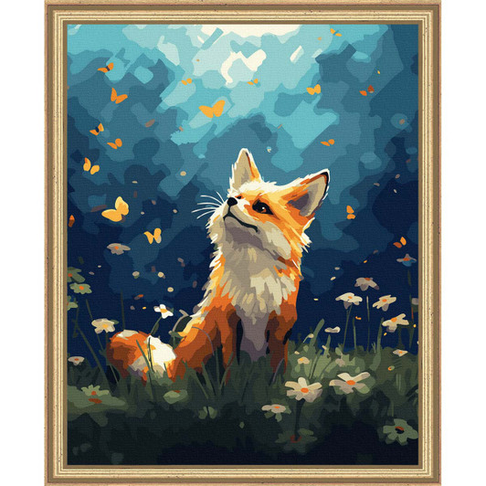 Adbrain Fox & Butterflies Kit & Frame Paint by Number Kit