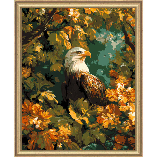Figured Art  Eagle Among Golden Leaves Kit & Frame Paint by Number Kit