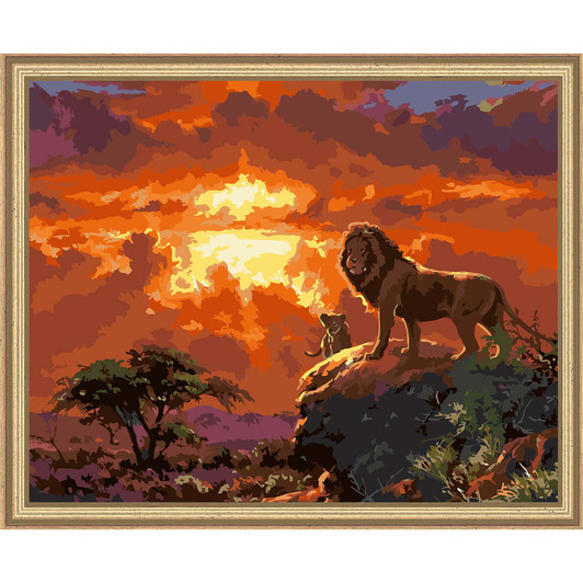Figured Art  Lion at Sunset Kit & Frame Paint by Number Kit