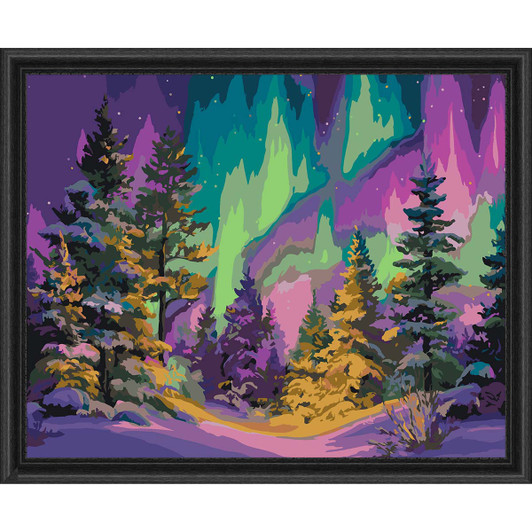 Figured Art  Aurora Forest Kit & Frame Paint by Number Kit