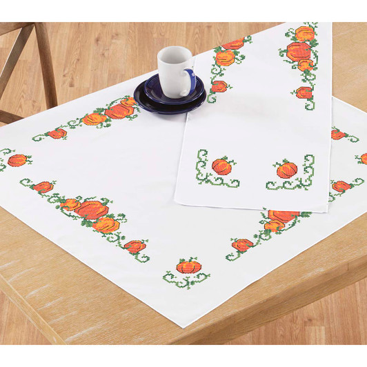 Herrschners Pumpkin Harvest Topper &Runner Thread Kit
