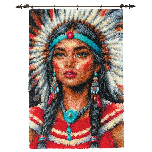 Herrschners Native American Princess Kit & Hanger Latch Hook Kit