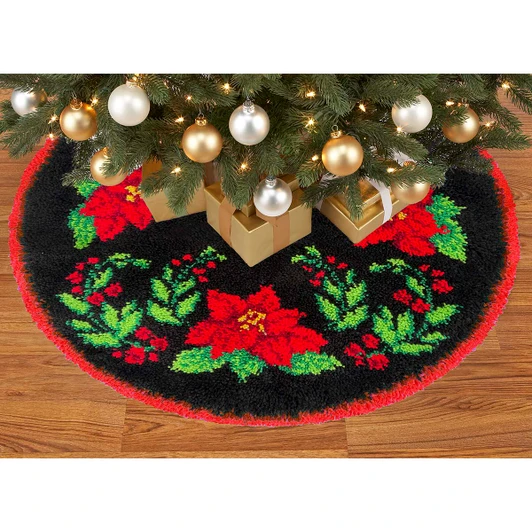 Herrschners Poinsettia Passion Tree Skirt Latch Hook Kit