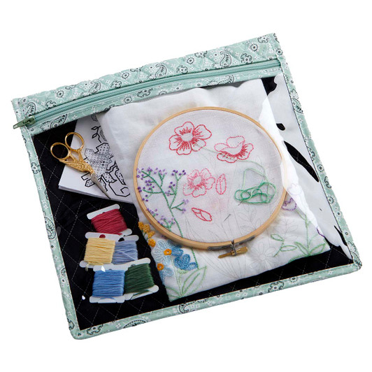 Herrschners Quilted Project Pouch MD - Petite Paisley Mint