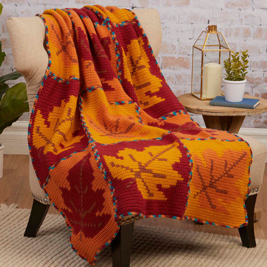 Herrschners Fireside Foliage Throw Crochet Kit