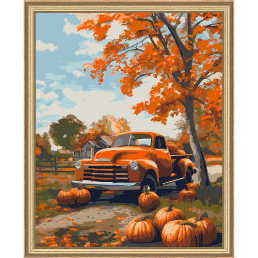 Figured Art  Vintage Truck in Fall Kit & Frame Paint by Number Kit