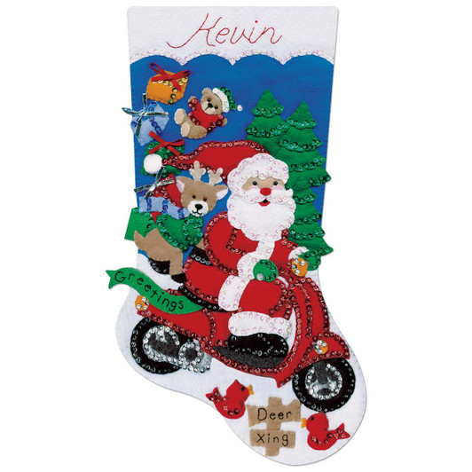 Design Works Scooter Santa Christmas Stocking Kit