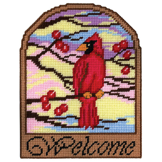 Design Works Welcome Cardinal Wall Hanging Plastic Canvas Kit