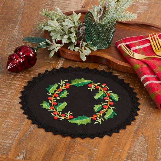 Herrschners Holly Branches Small Lace Doily I Stamped Embroidery Kit