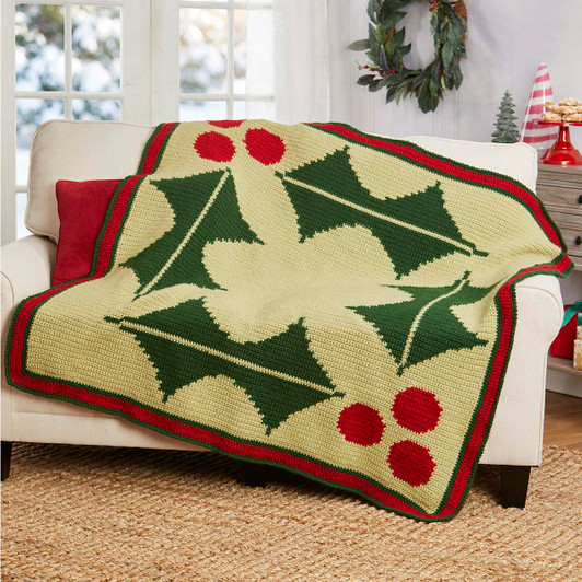 Herrschners Holly Bough Blanket Crochet Kit