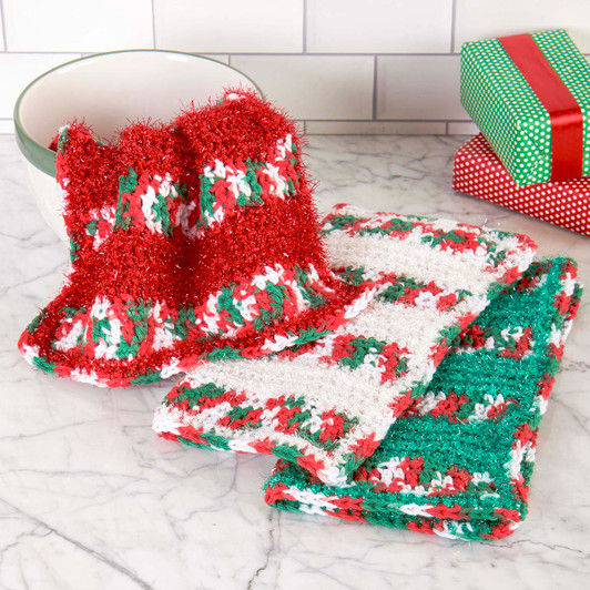 Village Yarn Jolly Scrub & Soft Dishcloths Crochet Kit