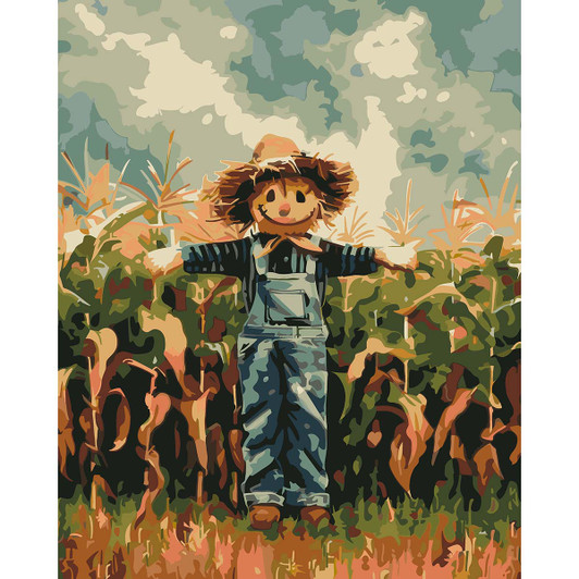 Figured Art  Fall Scarecrow Paint by Number Kit