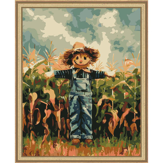 Figured Art  Fall Scarecrow Kit & Frame Paint by Number Kit