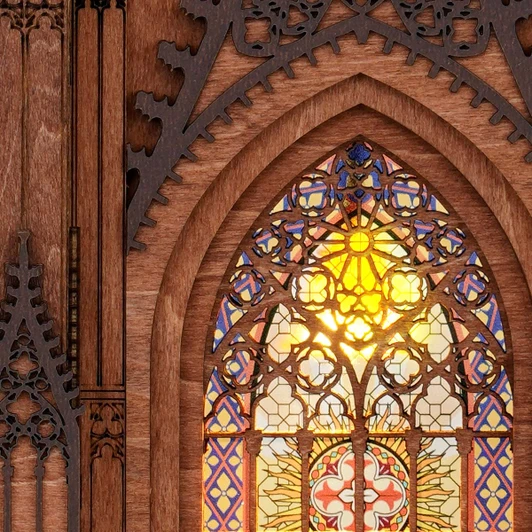 Robotime Twin-Tower Cathedral Model - Wood