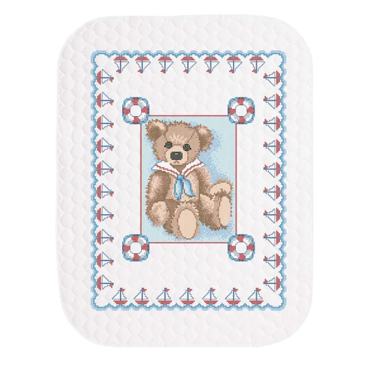 Herrschners Baby Bear Baby Quilt Stamped Cross-Stitch