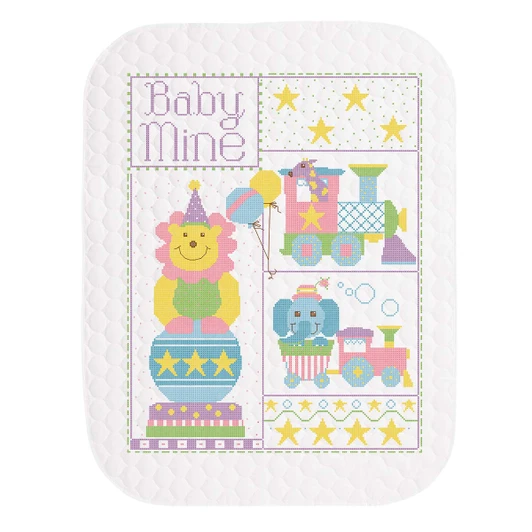 Herrschners Circus Baby Baby Quilt Stamped Cross-Stitch