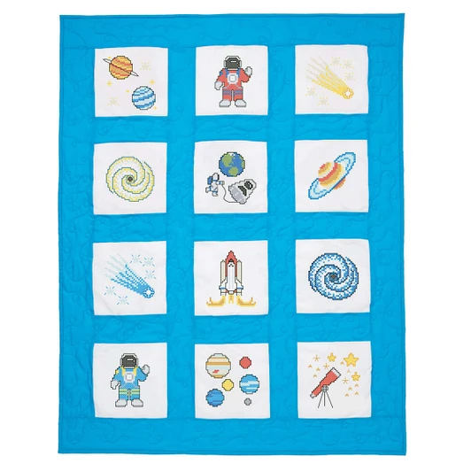 Herrschners Out of this World Quilt Blocks Stamped Cross-Stitch