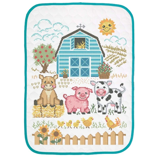 Baby by Herrschners Down on the Farm Baby Quilt Stamped Cross-Stitch Kit