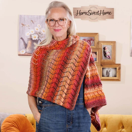 Red Heart Chevron Eyelets Shawl Knit Kit